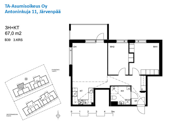 Asumisoikeusasunto Järvenpää Pajala 3 huonetta