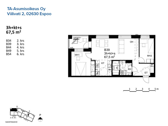 Right of occupancy apartment Espoo Kilo 3 rooms