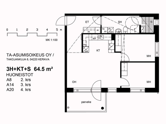 Asumisoikeusasunto Kerava Ahjo 3 huonetta