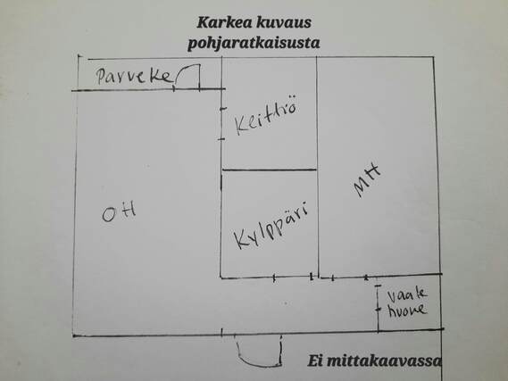 Vuokra-asunto Pielavesi Pielavesi Kaksio Keittiössä tiskikone, jääkaappi-pakastin ja uuni.