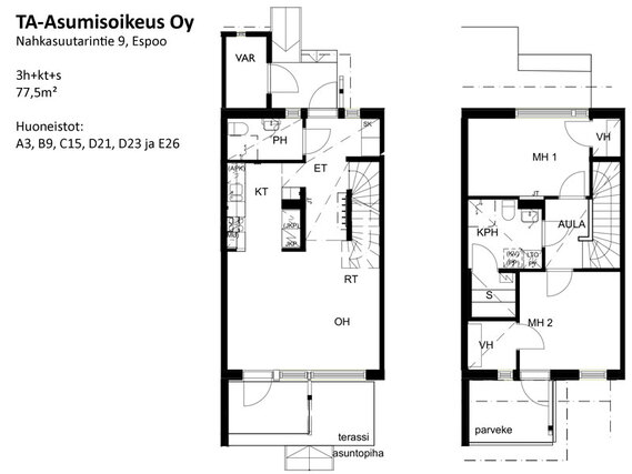 Asumisoikeusasunto Espoo Kurttila 3 huonetta