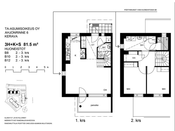 Asumisoikeusasunto Kerava Ahjo 3 huonetta