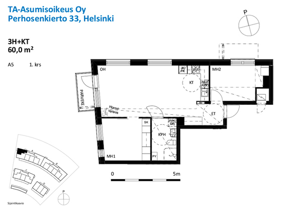 Asumisoikeusasunto Helsinki Kaarela 3 huonetta