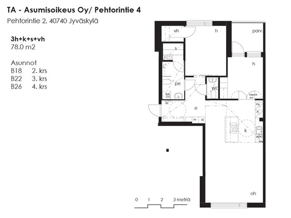 Asumisoikeusasunto Jyväskylä Kortepohja 3 huonetta