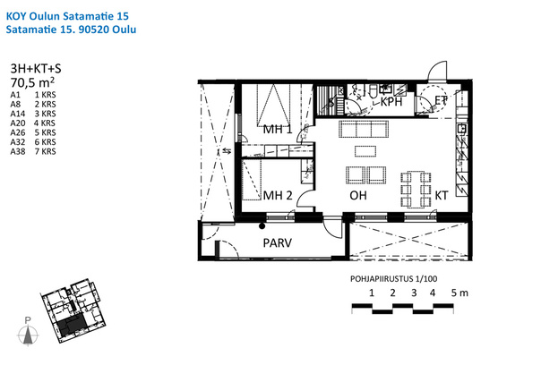Rental Oulu Toppila 3 rooms