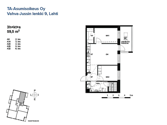 Asumisoikeusasunto Lahti Asemantausta 3 huonetta