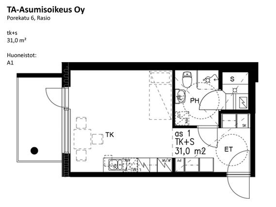 Right of occupancy apartment Raisio Kerttula 1 room