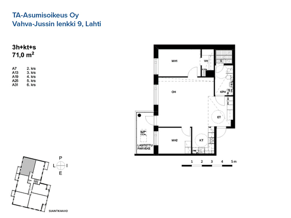 Right of occupancy apartment Lahti Asemantausta 3 rooms