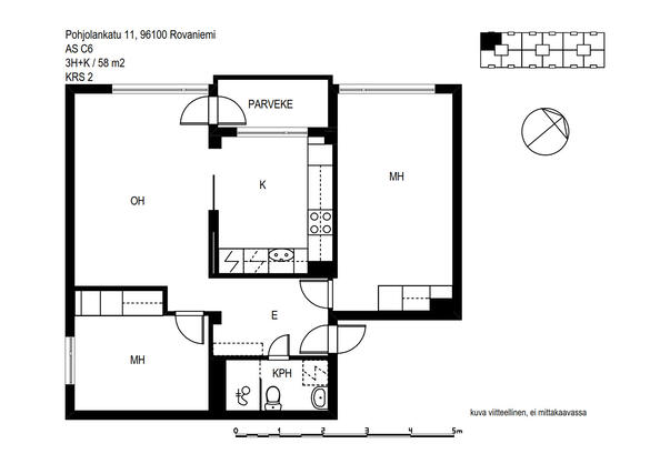 Rental Rovaniemi Keskusta 3 rooms Julkisivu