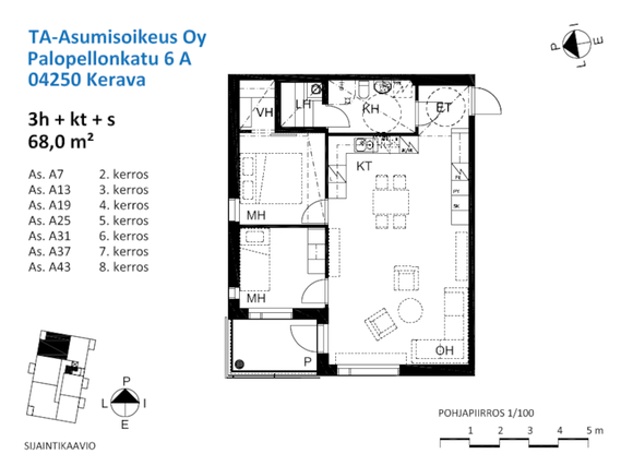 Asumisoikeusasunto Kerava Jaakkola 3 huonetta