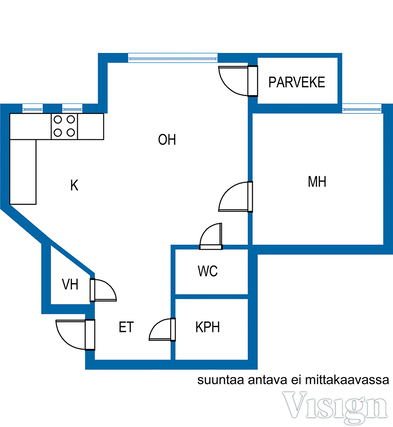 Vuokra-asunto Helsinki Kamppi Kaksio Putkiremontista valmistunut siistikuntoinen kulmahuoneisto neljännestä kerroksesta.