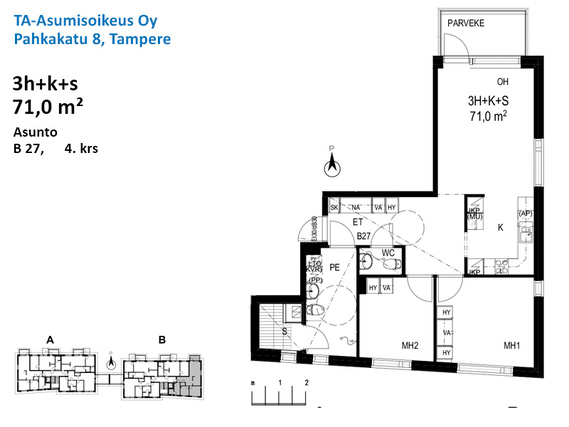 Asumisoikeusasunto Tampere Haukiluoma 3 huonetta