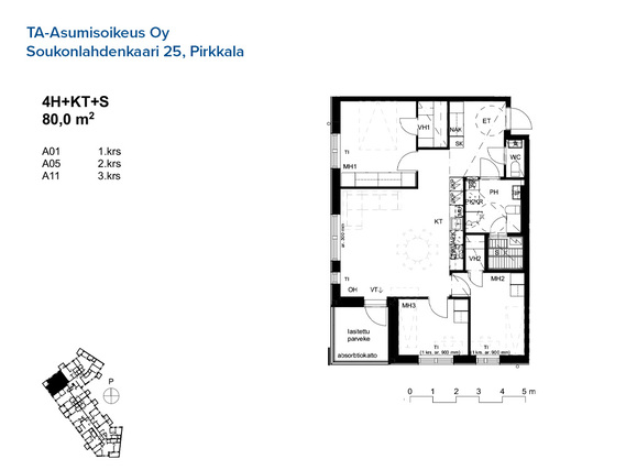 Asumisoikeusasunto Pirkkala  4 huonetta