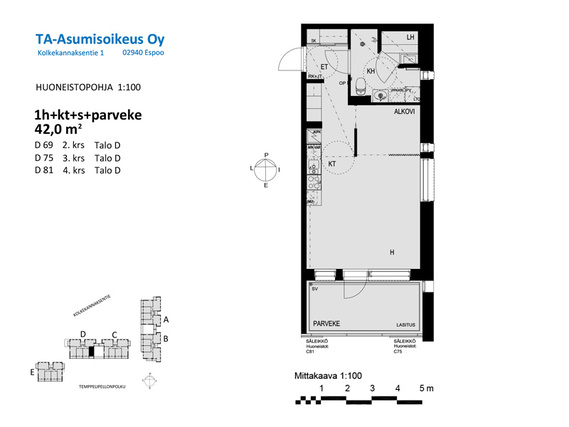 Asumisoikeusasunto Espoo Lippajärvi Yksiö