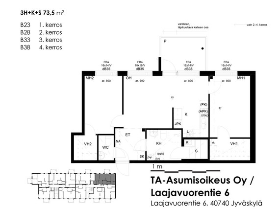 Asumisoikeusasunto Jyväskylä Savela 3 huonetta