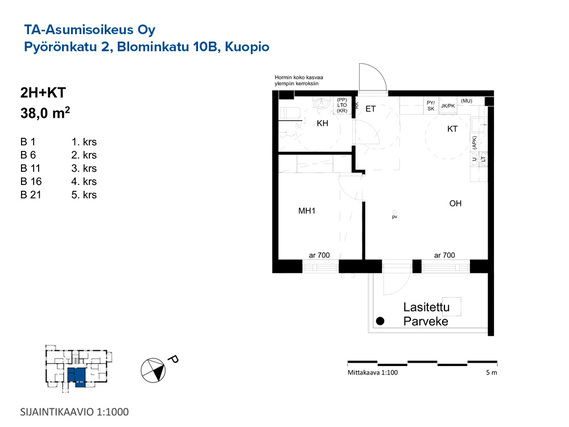 Right of occupancy apartment Kuopio Petonen 2 rooms