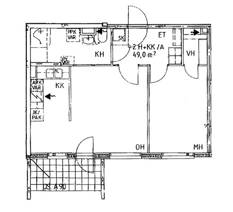 Right of occupancy apartment Lahti Asemantausta 2 rooms