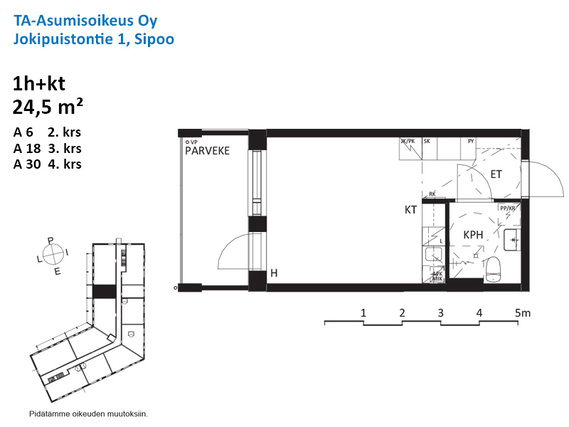 Right of occupancy apartment Sipoo Nikkilä 1 room