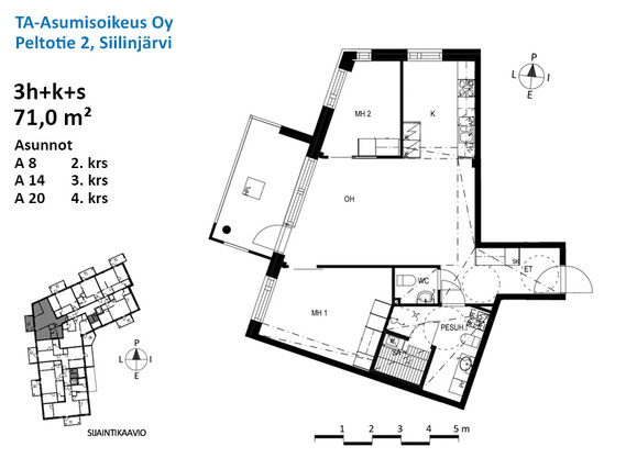 Right of occupancy apartment Siilinjärvi Siilinpää 3 rooms