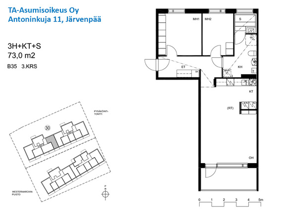 Asumisoikeusasunto Järvenpää Pajala 3 huonetta