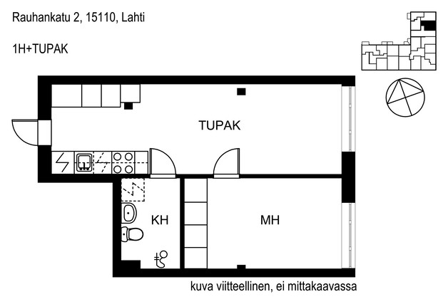 Rental Lahti Keskusta 2 rooms Keittiö