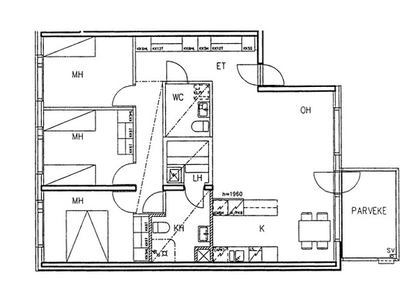 Right of occupancy apartment Kuopio Keskusta 4 rooms