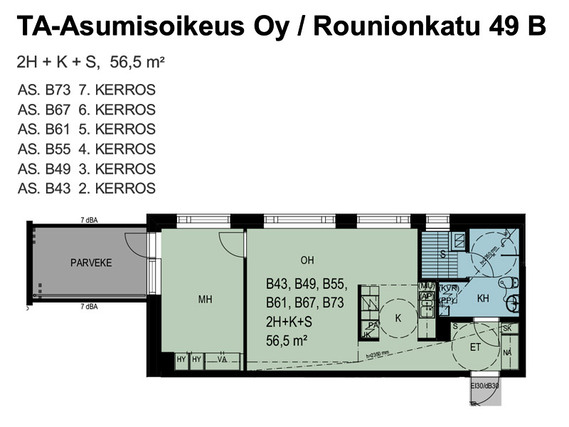 Right of occupancy apartment Nokia Myllyhaka 2 rooms