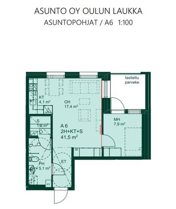 Vuokra-asunto Oulu Limingantulli Kaksio Pääkuva