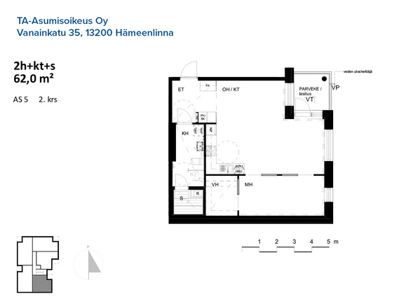 Right of occupancy apartment Hämeenlinna Keinusaari 2 rooms