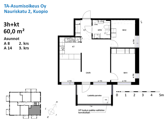 Asumisoikeusasunto Kuopio Pirtti 3 huonetta