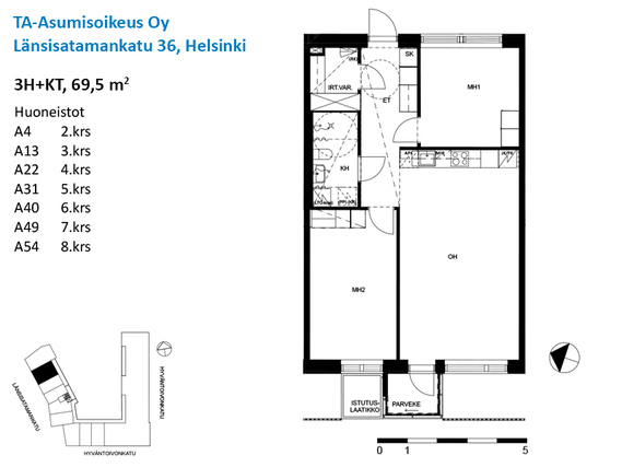 Asumisoikeusasunto Helsinki Länsisatama 3 huonetta