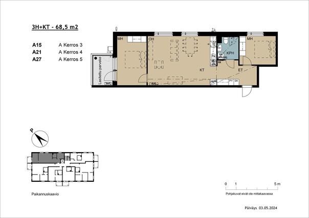 Right of occupancy apartment Tampere Tesoma 3 rooms