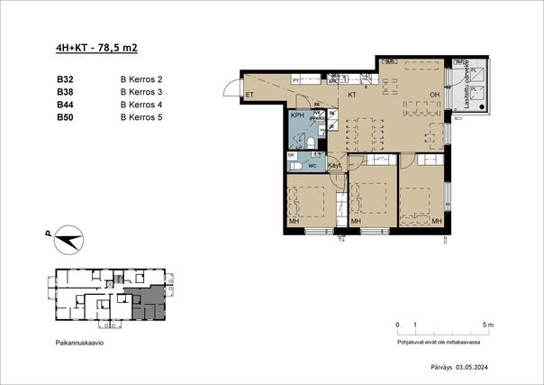 Right of occupancy apartment Tampere Tesoma 4 rooms