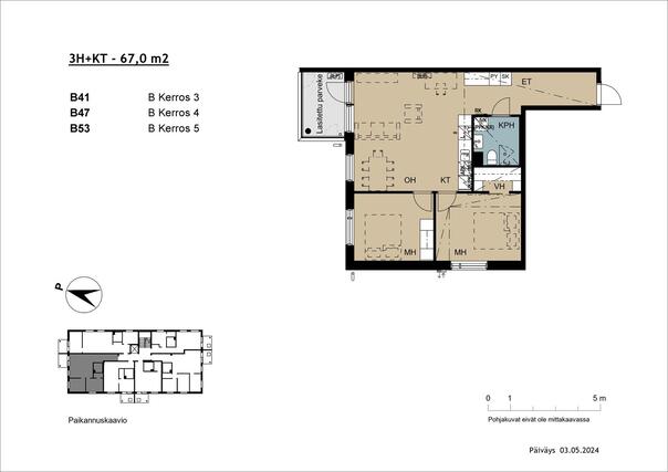 Right of occupancy apartment Tampere Tesoma 3 rooms