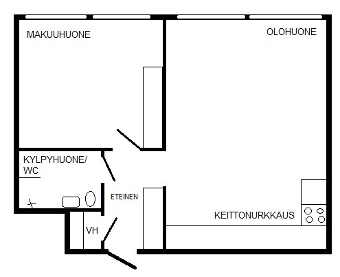 Vuokra-asunto Uusikaupunki Keskusta Kaksio Julkisivu