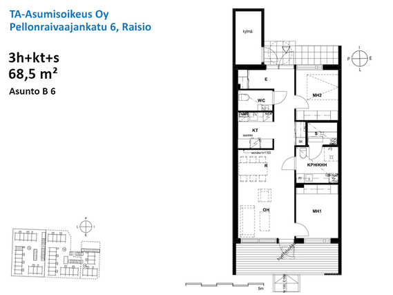 Asumisoikeusasunto Raisio Nuorikkala 3 huonetta