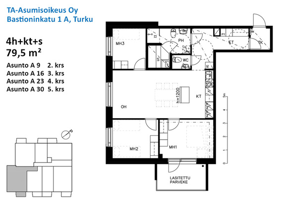 Right of occupancy apartment Turku Skanssi 4 rooms