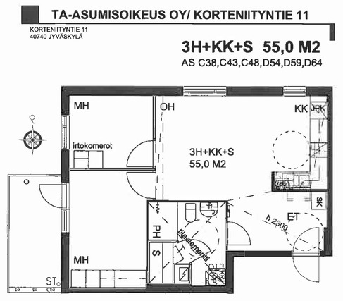 Asumisoikeusasunto Jyväskylä Kortepohja 3 huonetta