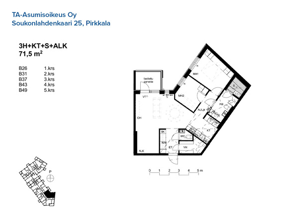 Asumisoikeusasunto Pirkkala  3 huonetta