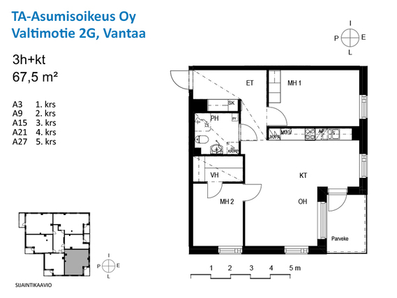 Right of occupancy apartment Vantaa Asola 3 rooms