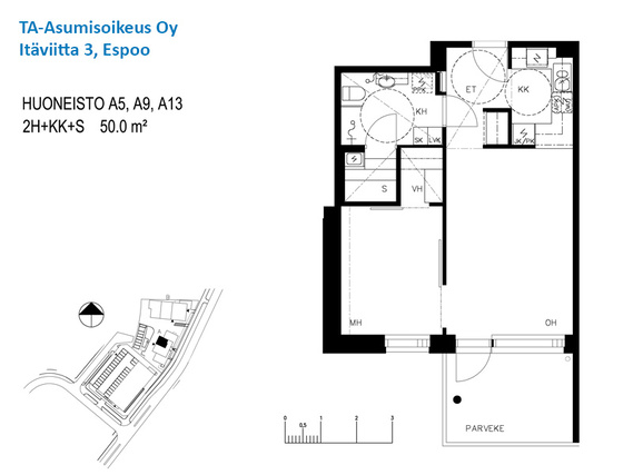 Right of occupancy apartment Espoo Saunalahti 2 rooms