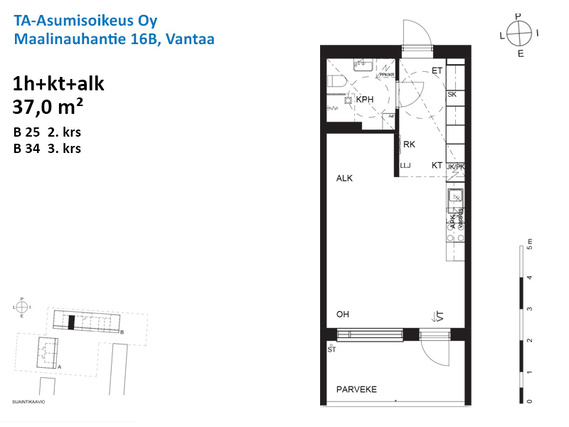 Right of occupancy apartment Vantaa Länsimäki 1 room