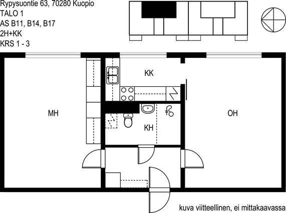 Vuokra-asunto Kuopio Rypysuo Kaksio Julkisivu