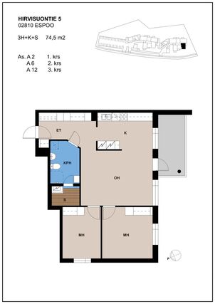 Right of occupancy apartment Espoo Gumböle 3 rooms