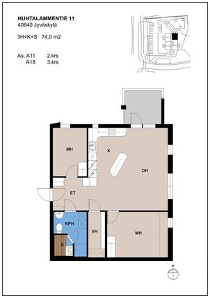 Right of occupancy apartment Jyväskylä Ylämyllyjärvi 3 rooms