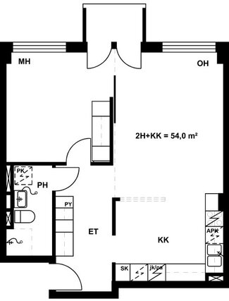 Right of occupancy apartment Kuopio Keskusta 2 rooms