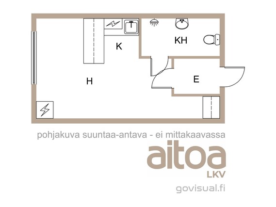 Vuokra-asunto Kotka Kotkansaari Yksiö Asunto sijaitsee sisäpiharakennuksessa.