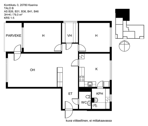 Rental Kaarina Koristo 3 rooms Pohjakuva