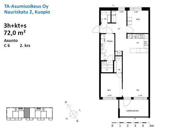 Right of occupancy apartment Kuopio Pirtti 3 rooms