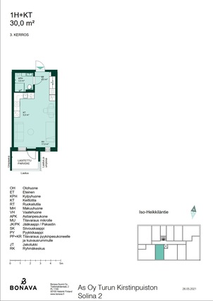 Vuokra-asunto Turku Kirstinpuisto Yksiö